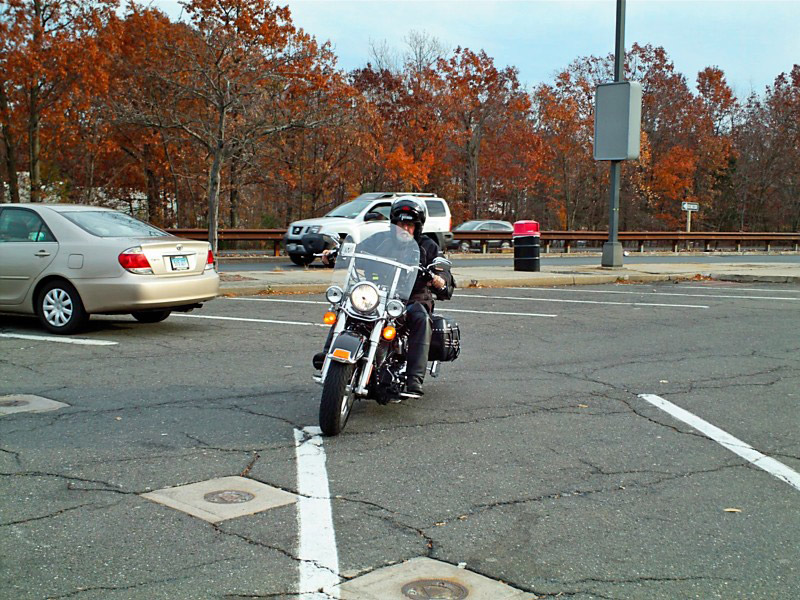 Motorcycle Polar Bear Russ arrives